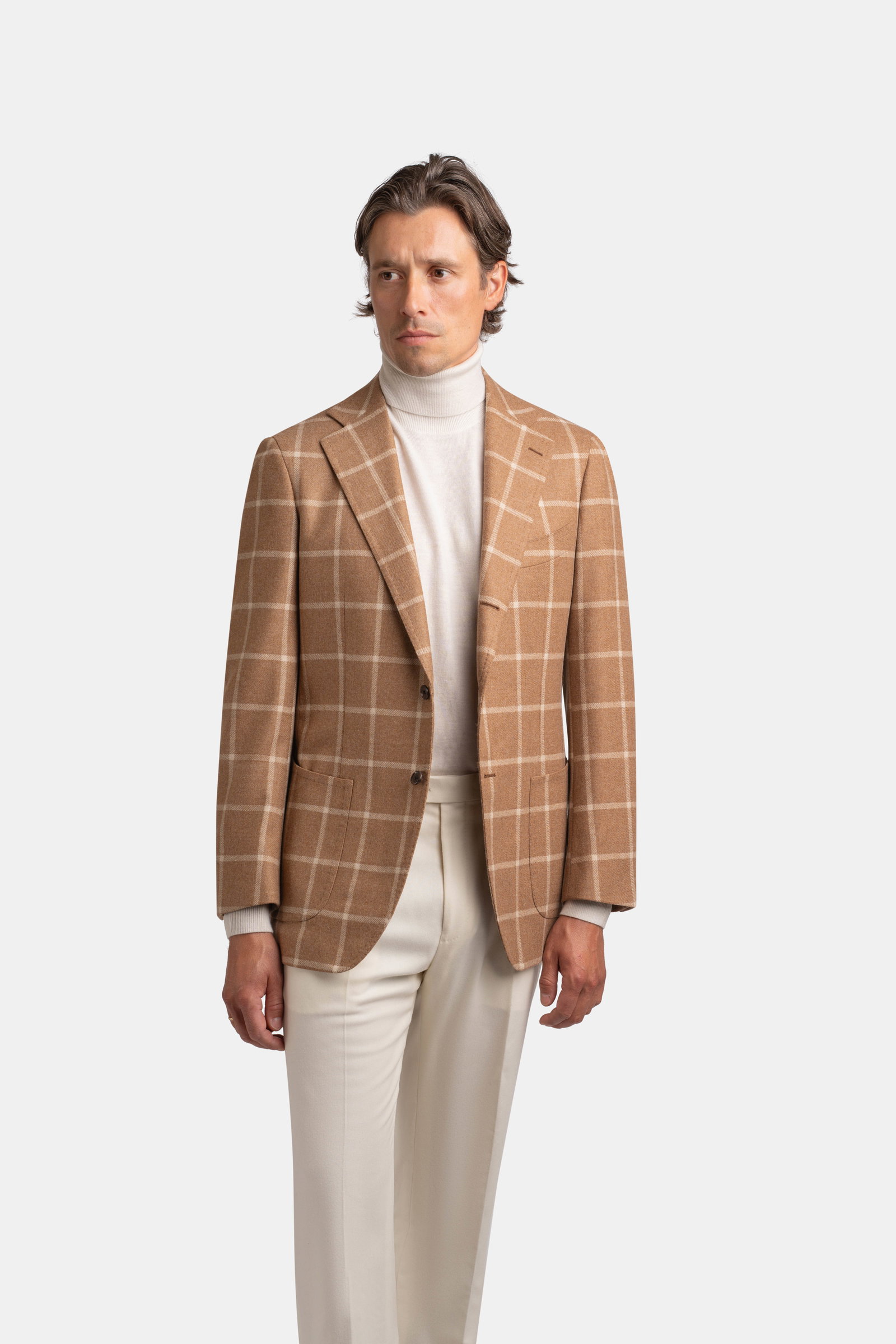 Mod 2 Camel Checked Jacket Brown - Blazers - Cavour